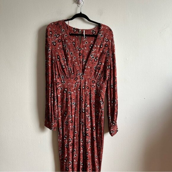 Free People Sz 8 Some Like It Hot Floral  Long Sleeves Jumpsuits - Picture 2 of 14